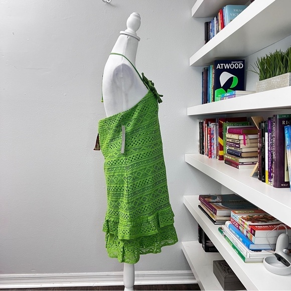 Farm Rio Halter Floral Ruffle NWT Crochet Mini Dress, Size XL - Picture 5 of 16